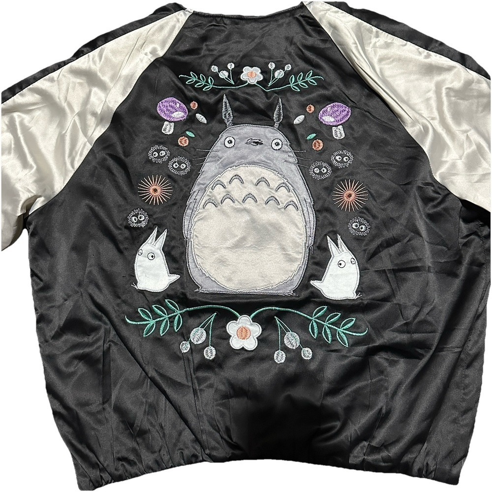 Studio Ghilbi My Neighbor TOTORO Souvenir Jacket Satin Black Silver‎ Women Small